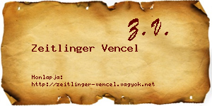 Zeitlinger Vencel névjegykártya